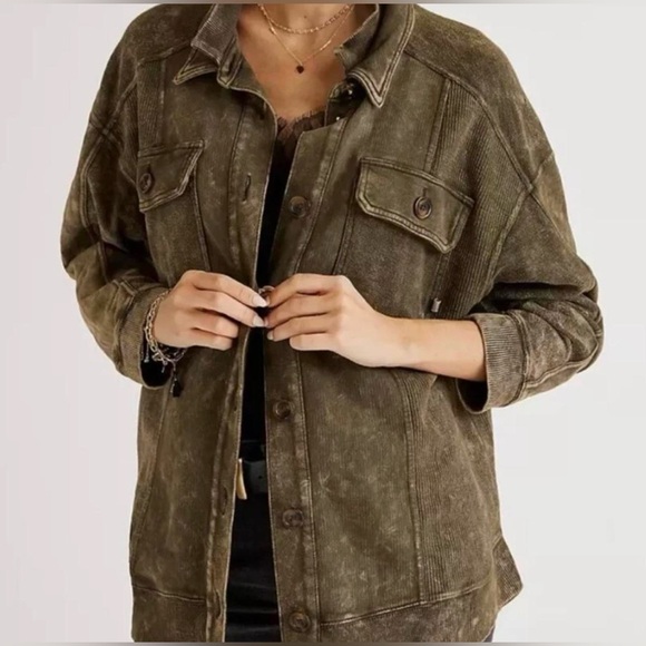 Jackets & Blazers - Anthropology Pilcro Olive Green Distressed Jacket L